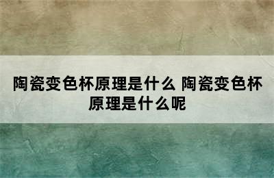 陶瓷变色杯原理是什么 陶瓷变色杯原理是什么呢